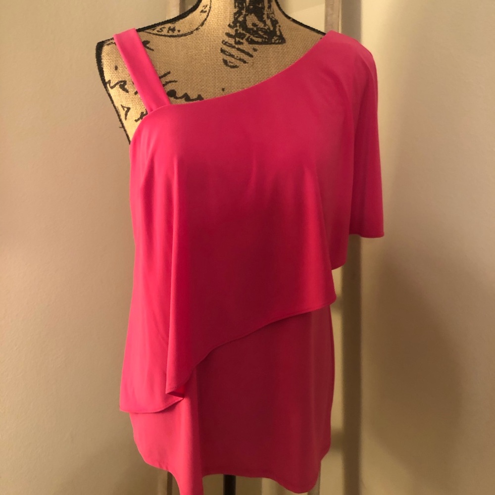 Hot pink one shoulder blouse. Size medium.